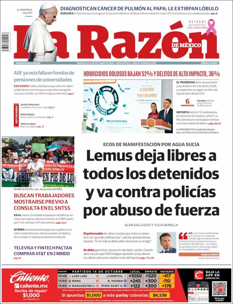 Portada de La Razón (M&eacute;xico)