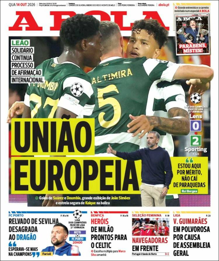 Portada de A Bola (Portugal)