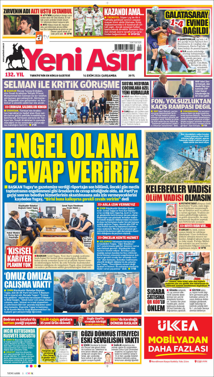 Portada de Yeni Asır (Turqu&iacute;a)