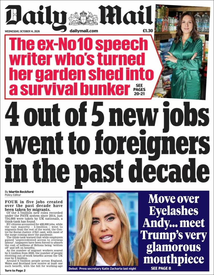 Portada de Daily Mail (Reino Unido)