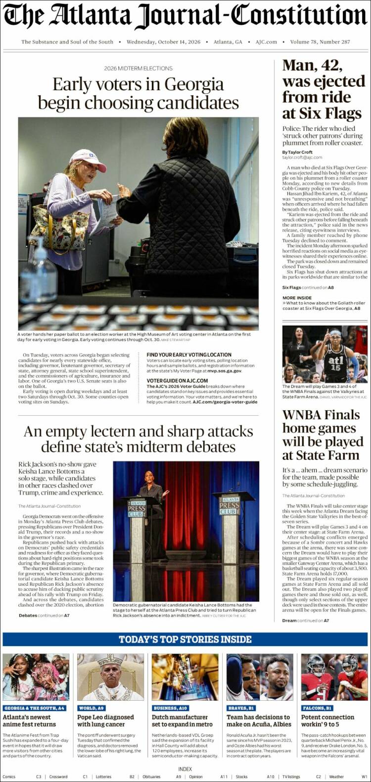 Portada de The Atlanta Journal-Constitution (USA)