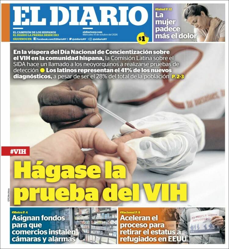 Portada de El Diario NY (USA)