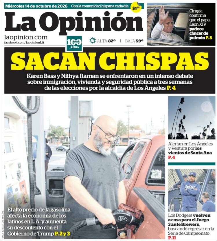 Portada de La Opinión (USA)