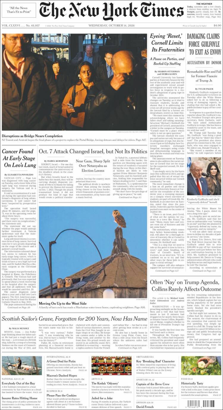 Portada de New York Times (USA)