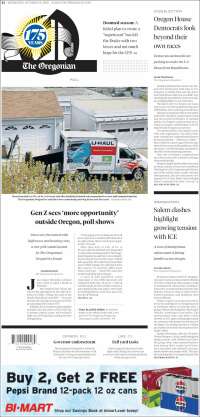 Portada de The Oregonian (&Eacute;tats-Unis)