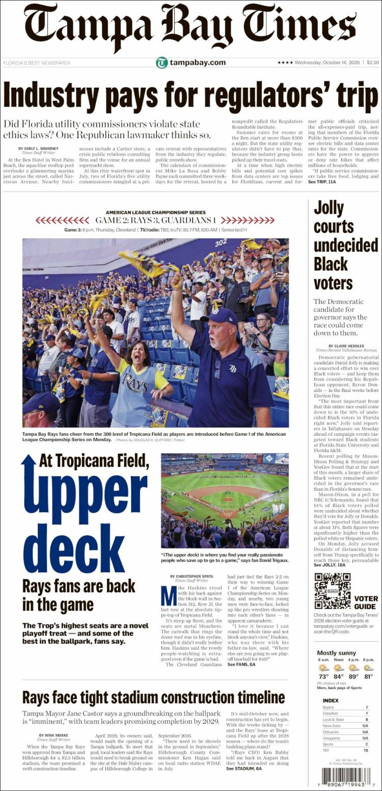 Portada de Tampa Bay Times (USA)