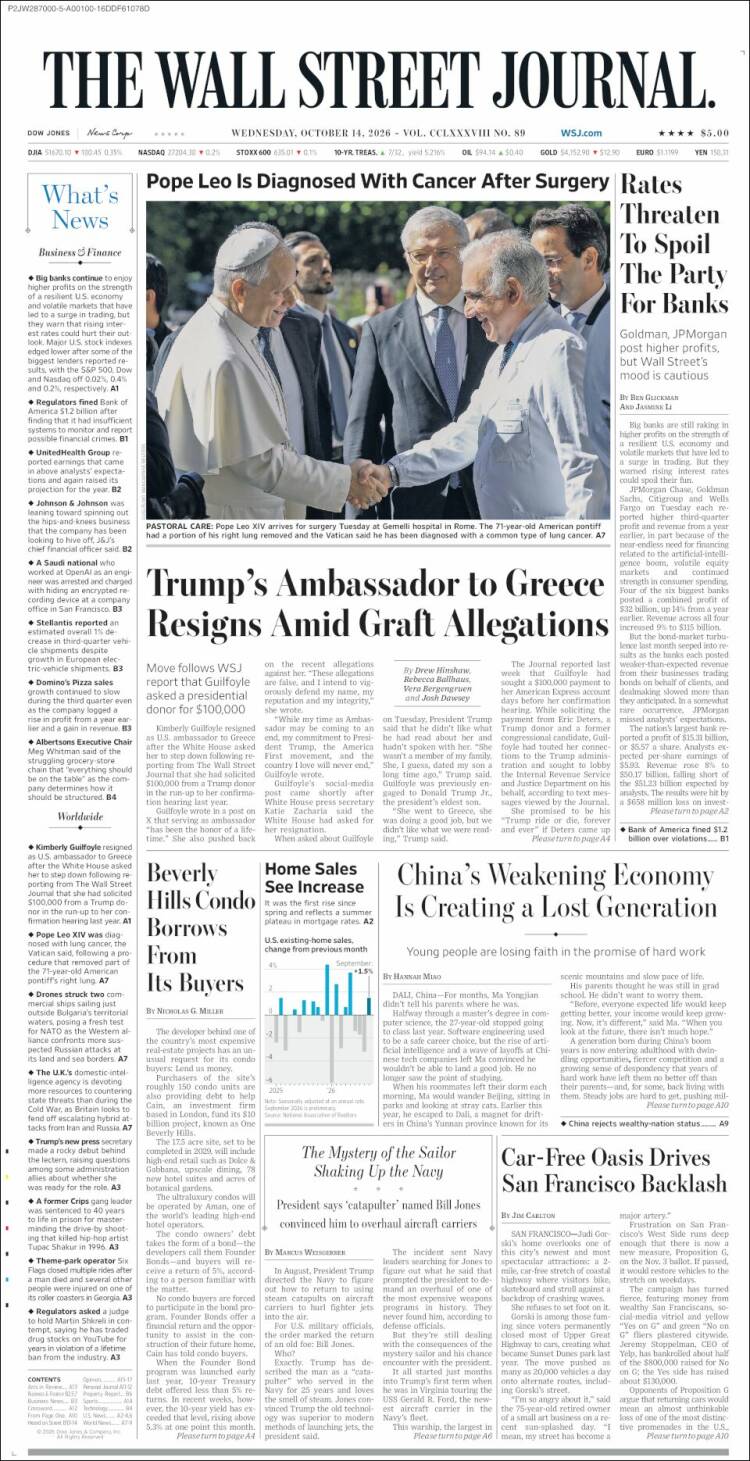 Portada de Wall Street Journal (USA)