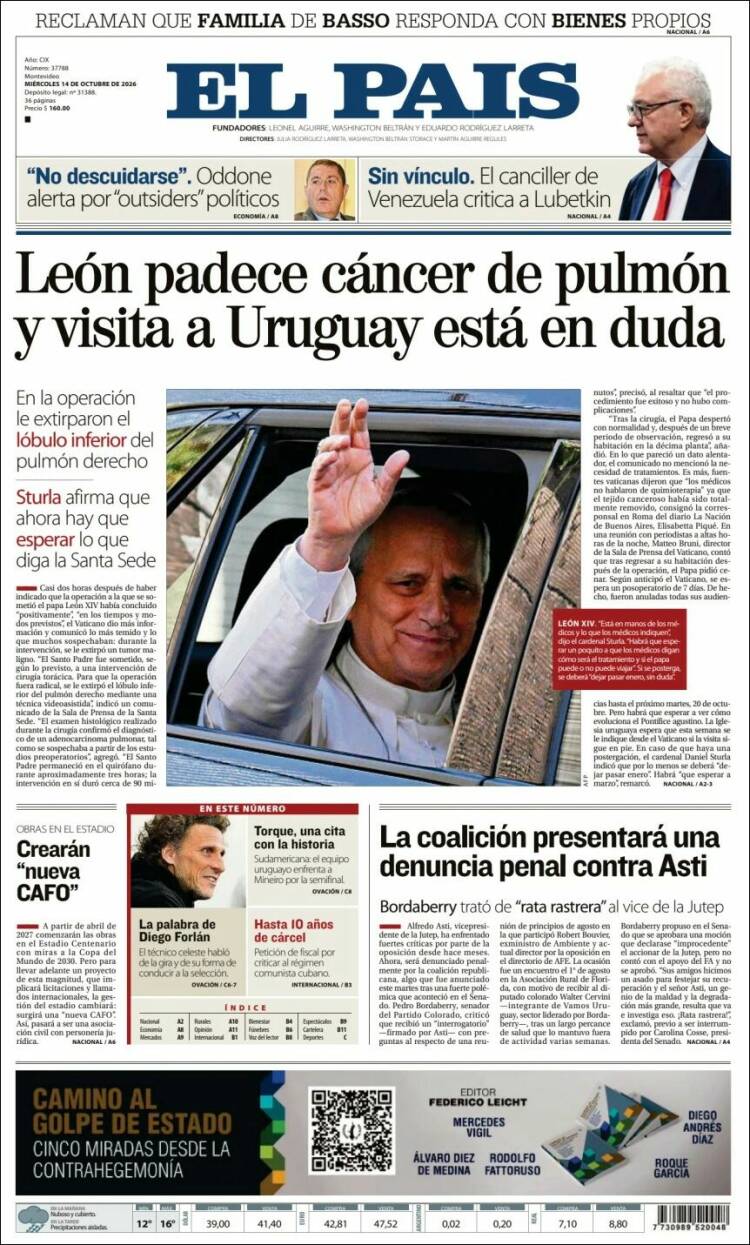 Portada de El País (Uruguay)