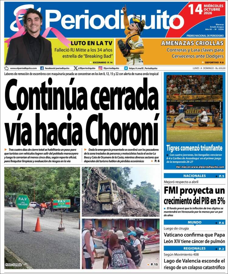 Portada de Periodiquito de Aragua (Venezuela)