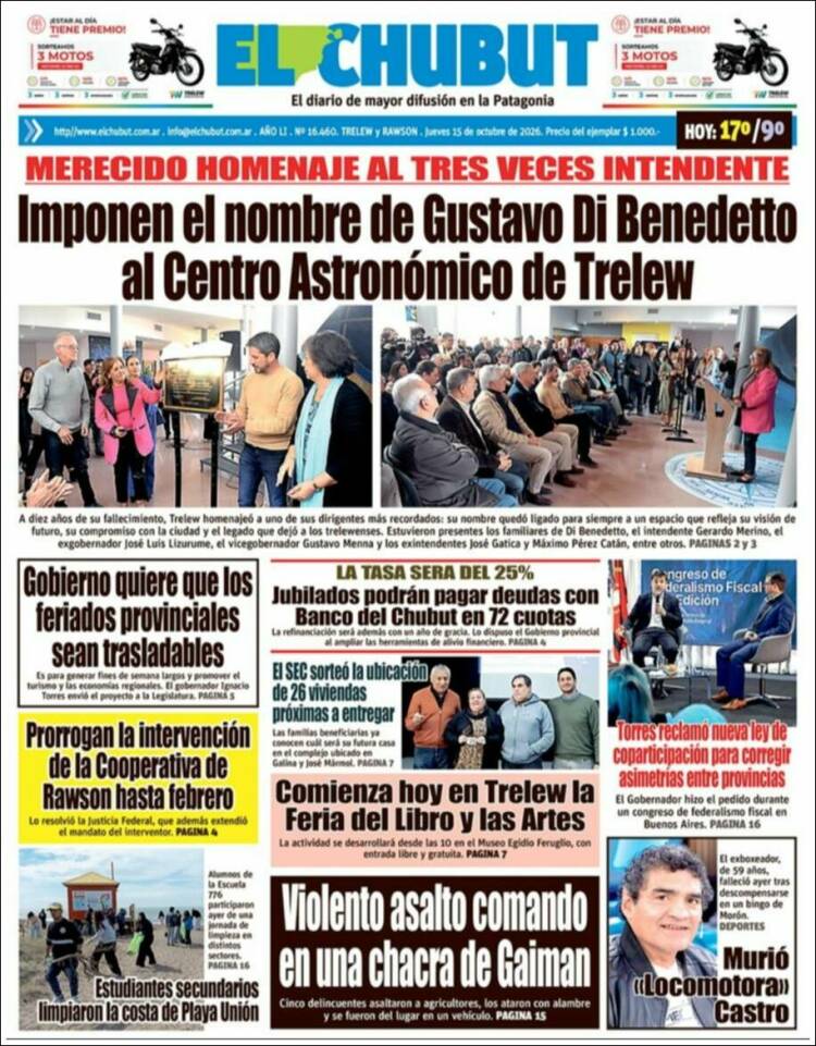Portada de El Chubut (Argentina)