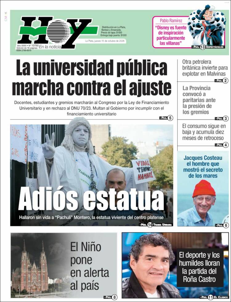 Portada de Diario Hoy (Argentina)