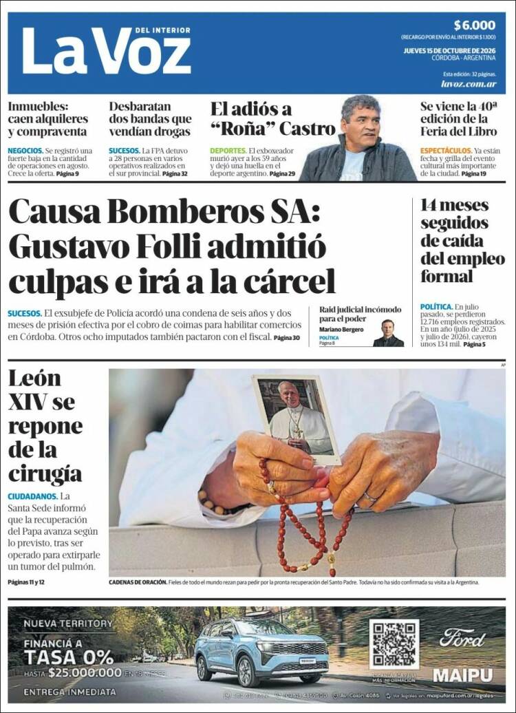 Portada de La Voz del Interior (Argentina)