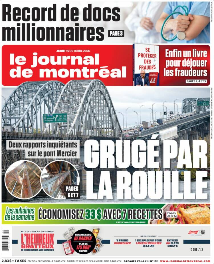 Portada de Le Journal de Montréal (Canad&aacute;)
