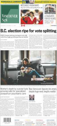 Portada de The Vancouver Sun (Canad&aacute;)