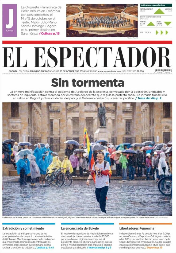 Portada de El Espectador (Colombia)