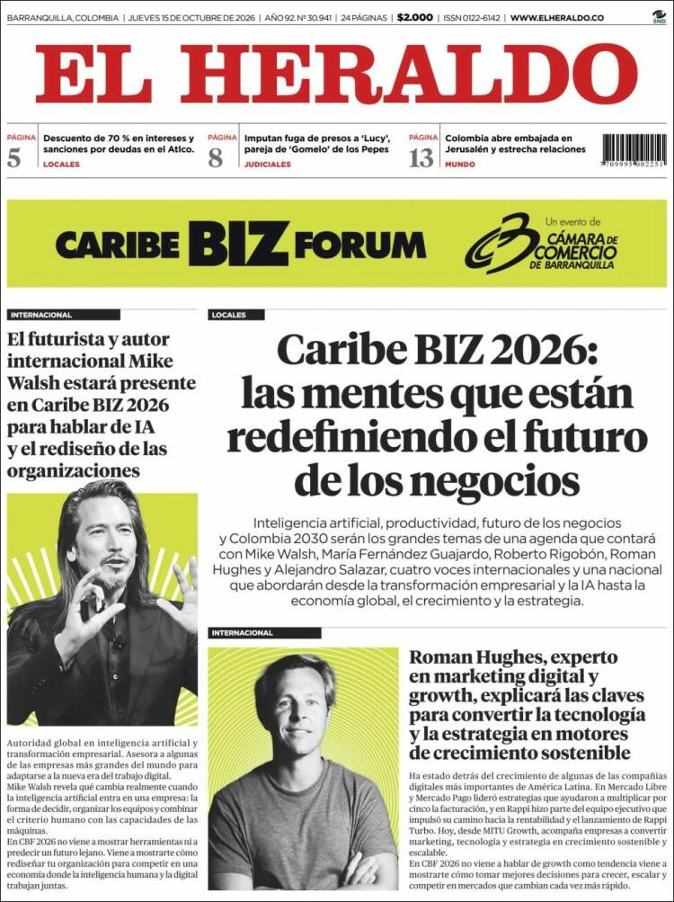 Portada de El Heraldo (Colombia)