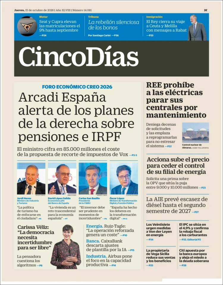 Portada de Cinco Días (Espa&ntilde;a)