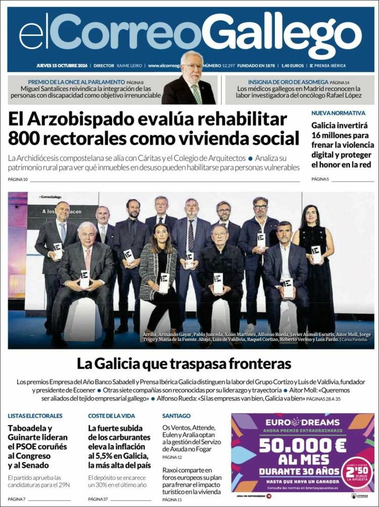 Portada de El Correo Gallego (Espa&ntilde;a)