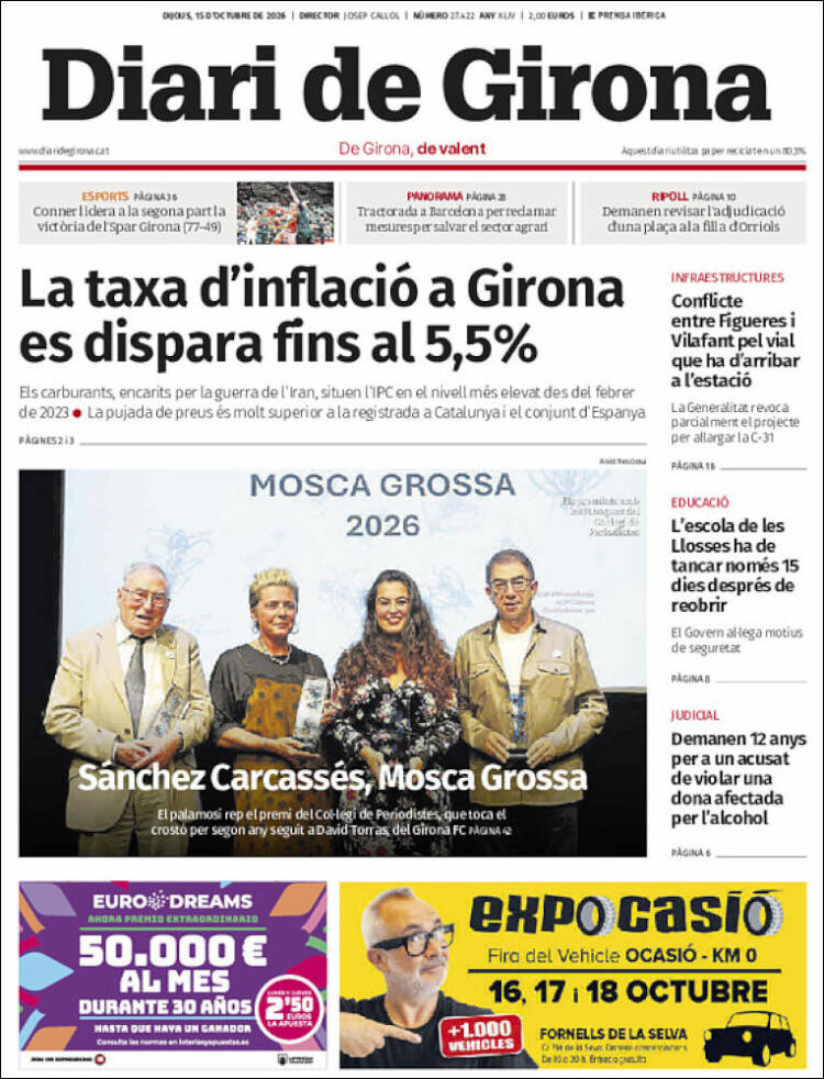 Portada de Diari de Girona (Espa&ntilde;a)
