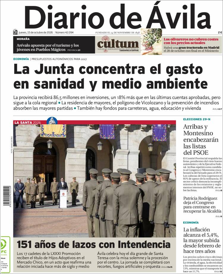 Portada de Diario de Ávila (Espa&ntilde;a)