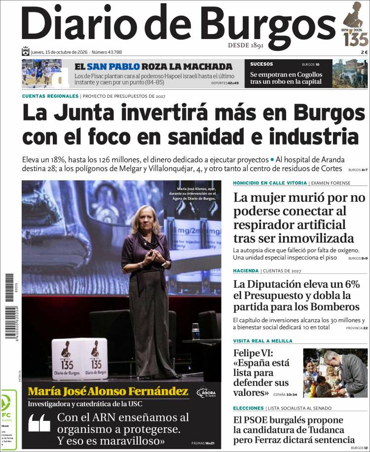 Portada de Diario de Burgos (Espa&ntilde;a)