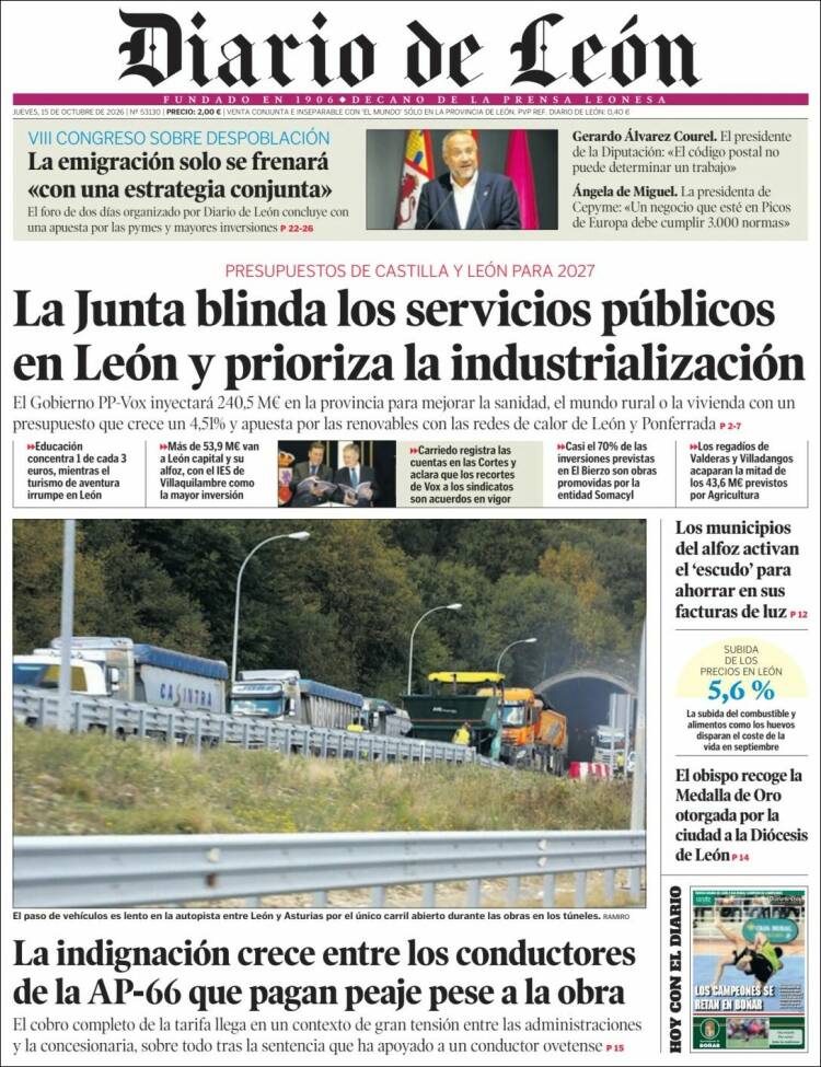 Portada de Diario de León (Espa&ntilde;a)