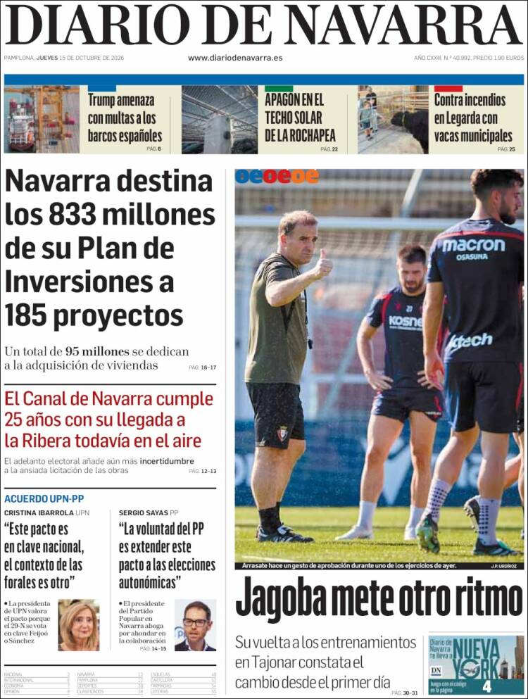 Portada de Diario de Navarra (Espa&ntilde;a)