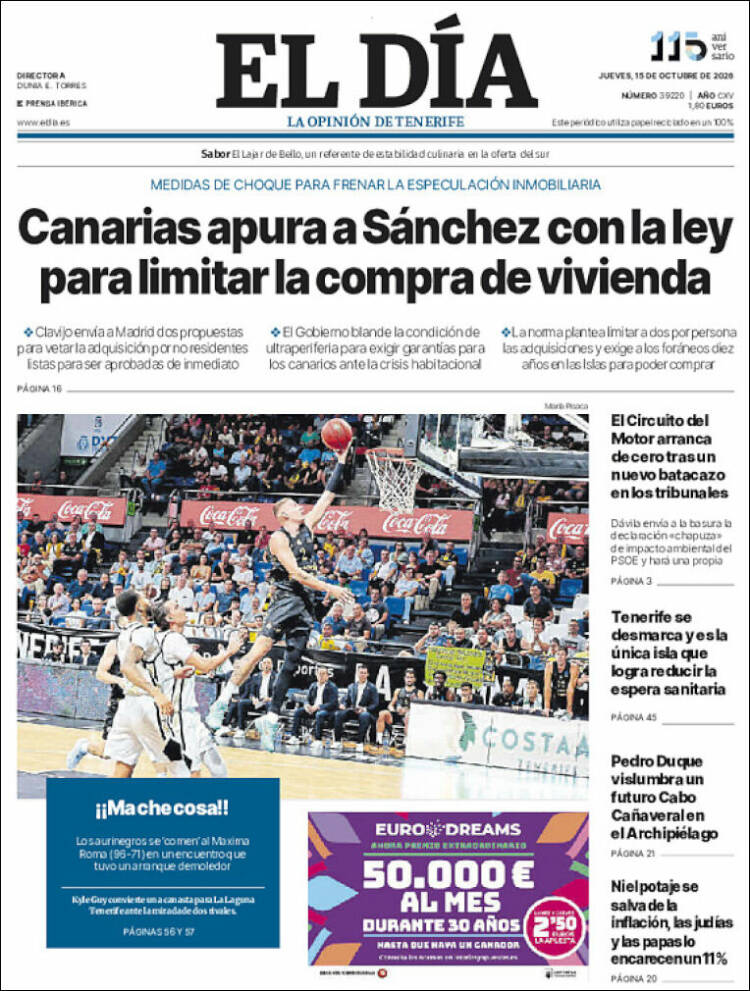 Portada de El Día (Espa&ntilde;a)