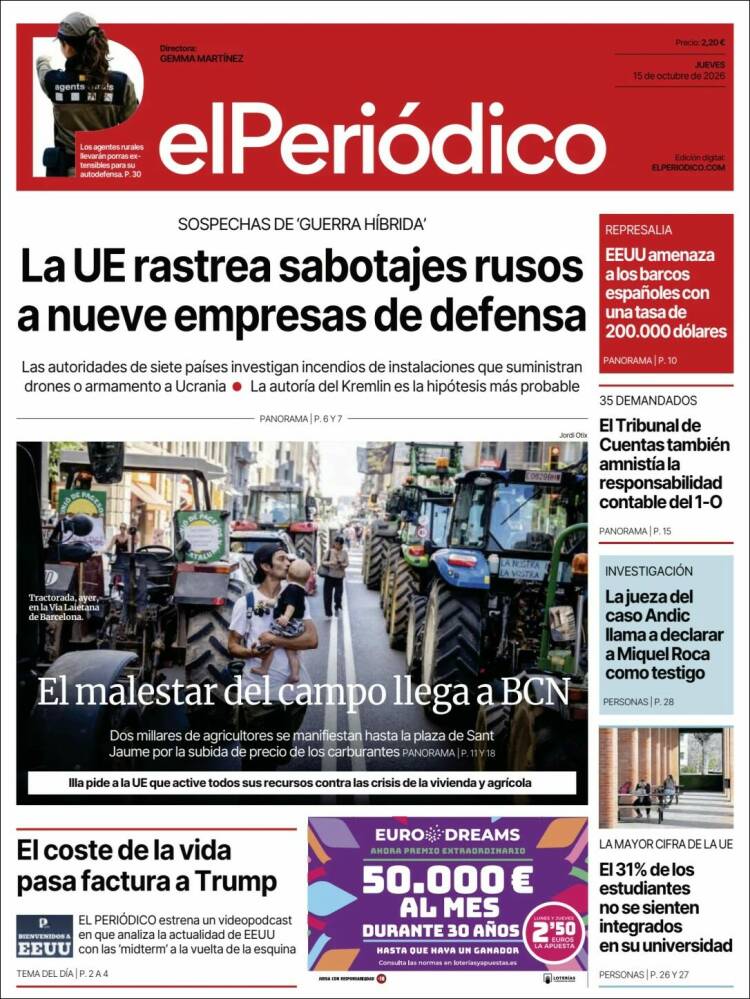 Portada de El Periódico (Espa&ntilde;a)