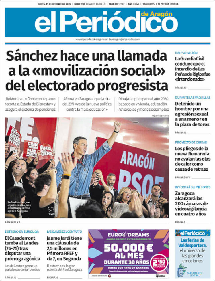 Portada de El Periódico de Aragón (Espa&ntilde;a)