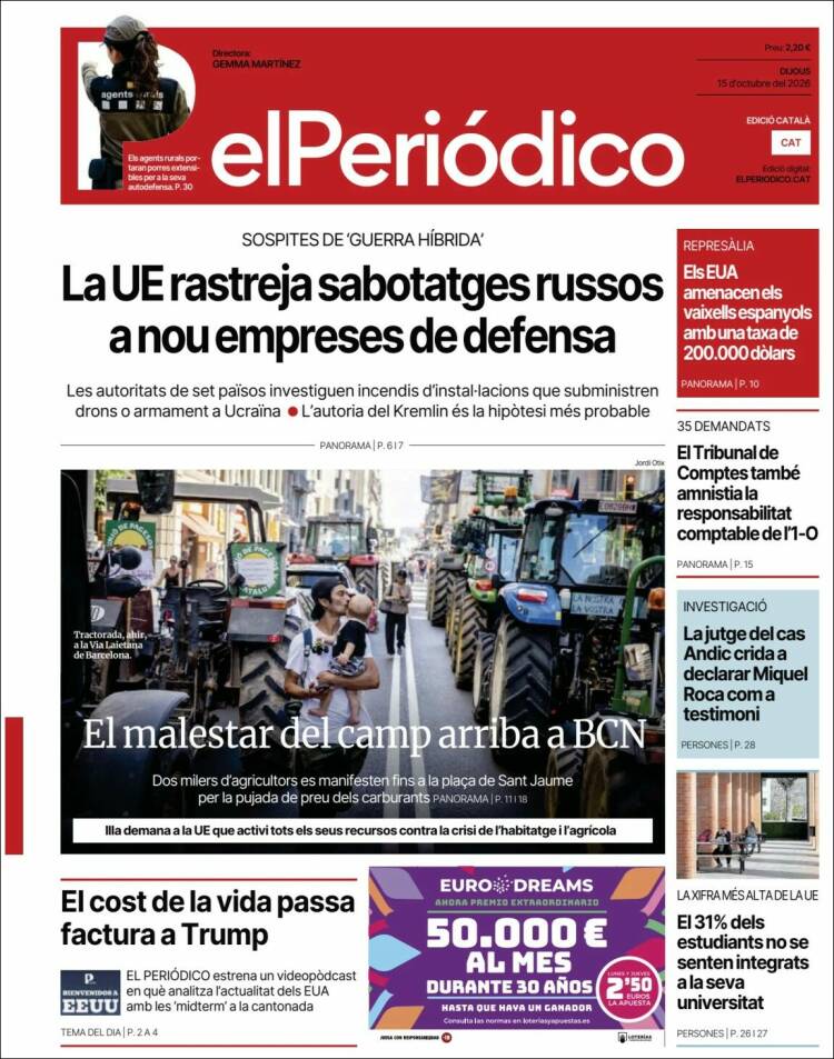 Portada de El Periódico de Catalunya (Espa&ntilde;a)