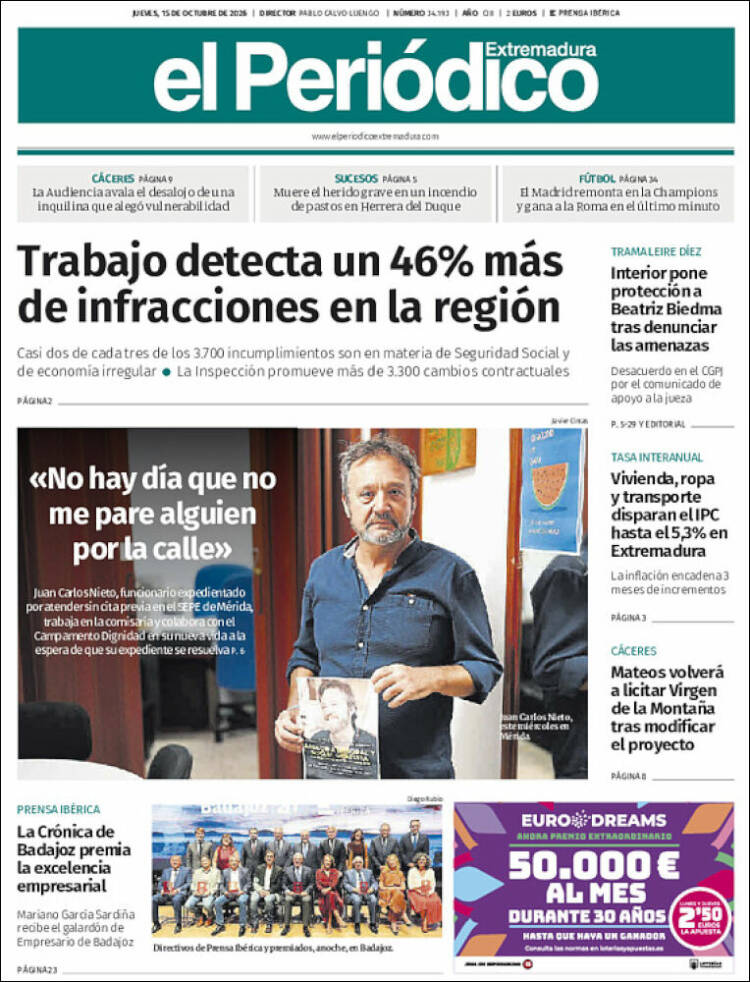 Portada de El Periódico de Extremadura (Espa&ntilde;a)