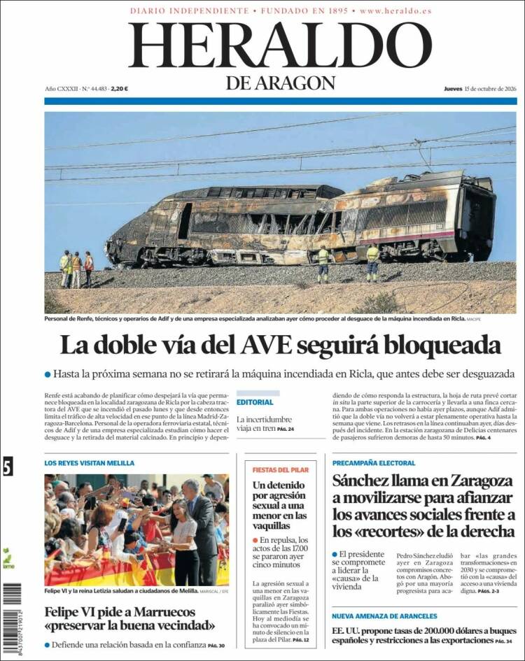 Portada de Heraldo de Aragón (Espa&ntilde;a)