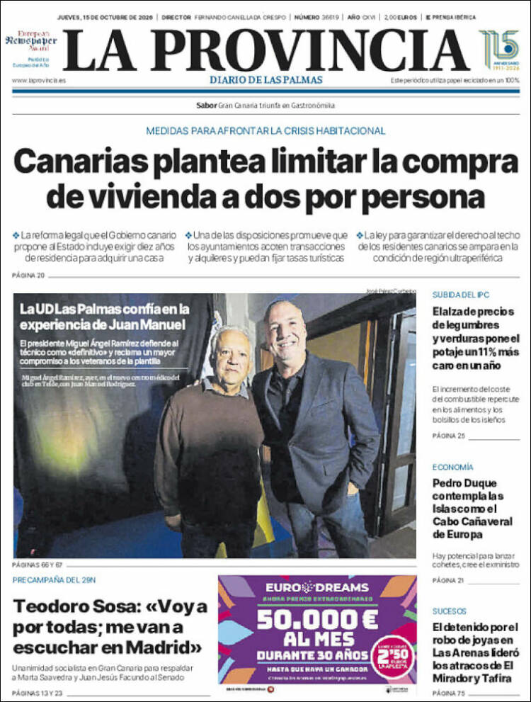 Portada de La Provincia (Espa&ntilde;a)