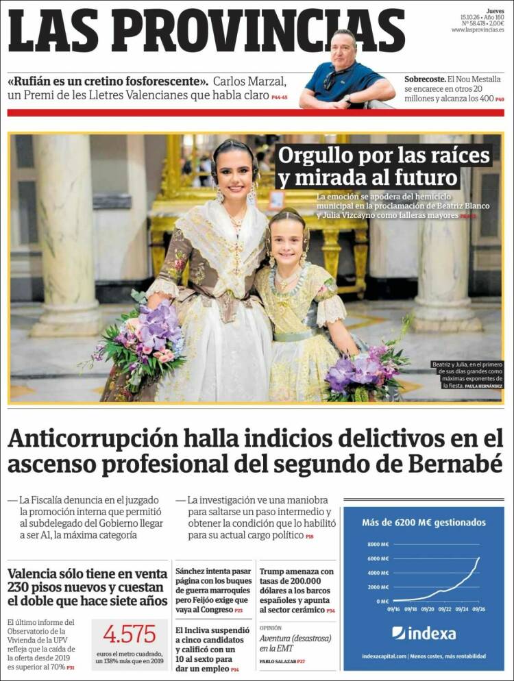 Portada de Las Provincias (Espa&ntilde;a)