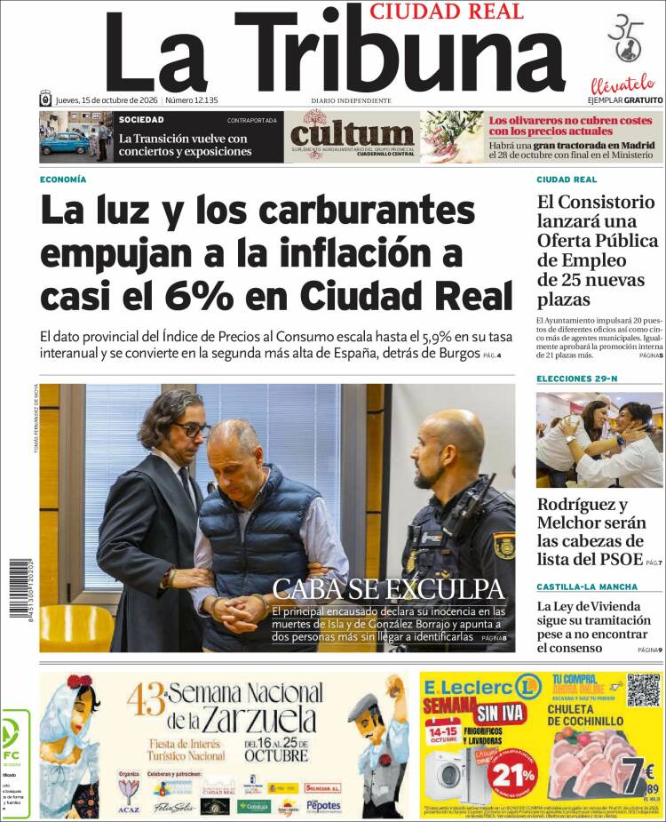 Portada de La Tribuna de Ciudad Real (Espa&ntilde;a)