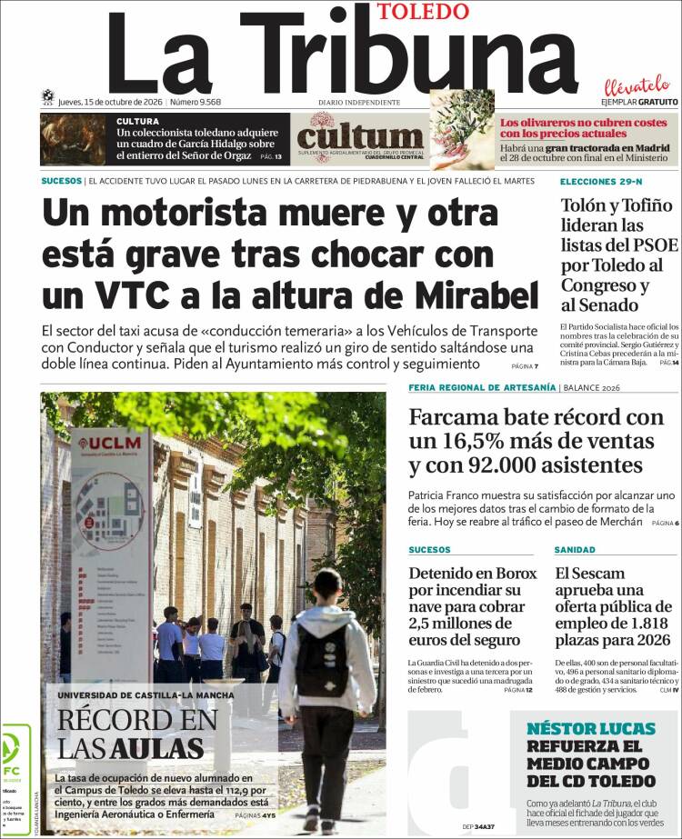 Portada de La Tribuna de Toledo (Espa&ntilde;a)