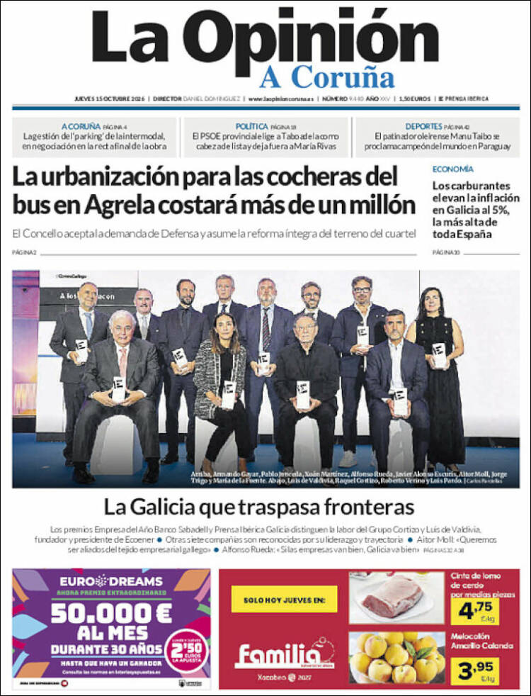Portada de La Opinión de A Coruña (Espa&ntilde;a)