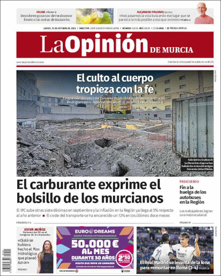 Portada de La Opinión de Murcia (Espa&ntilde;a)