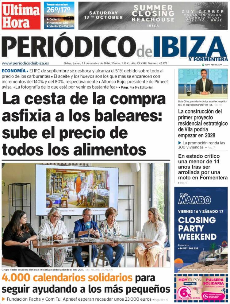 Portada de Periódico de Ibiza (Espa&ntilde;a)