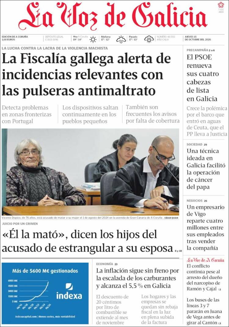 Portada de La Voz de Galicia (Espa&ntilde;a)