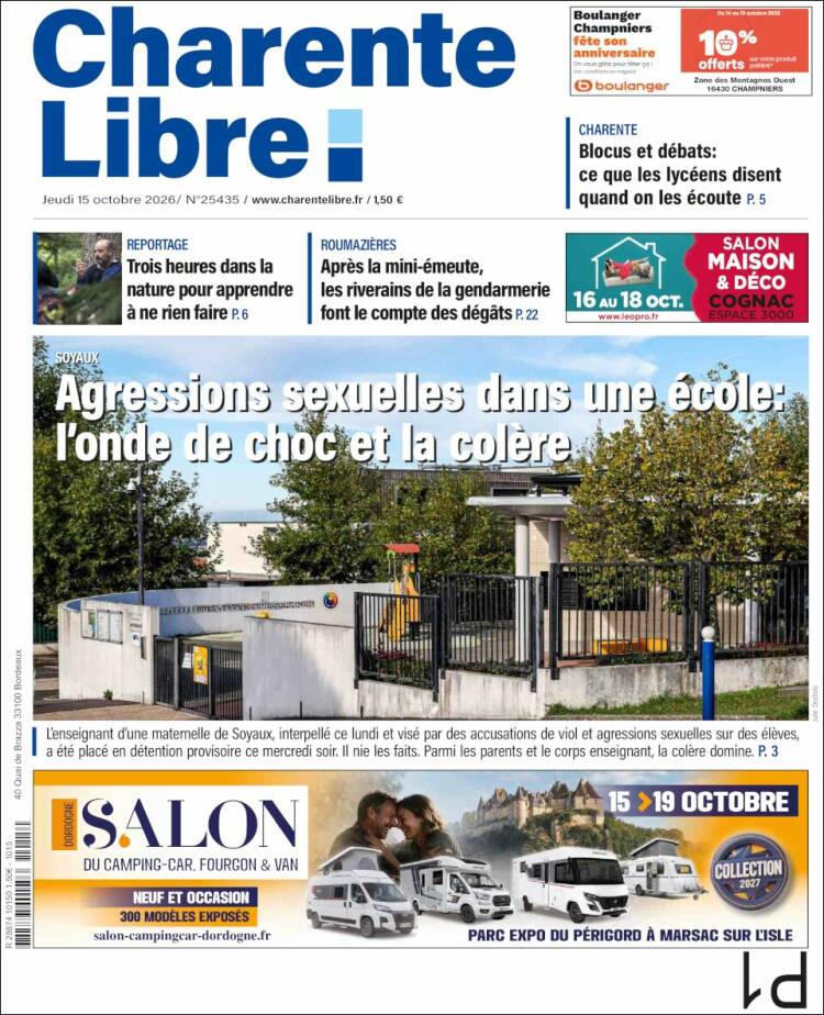 Portada de Charente Libre (Francia)