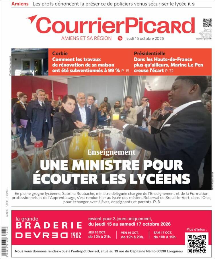 Portada de Courrier Picard (Francia)