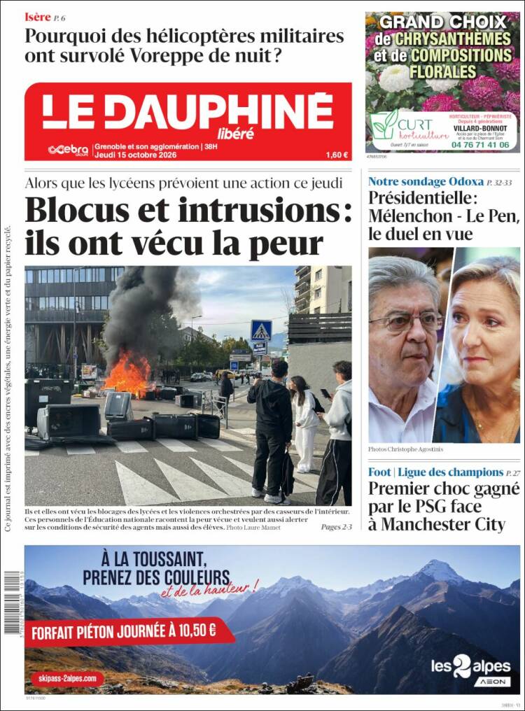 Portada de Le Dauphiné Libéré (France)