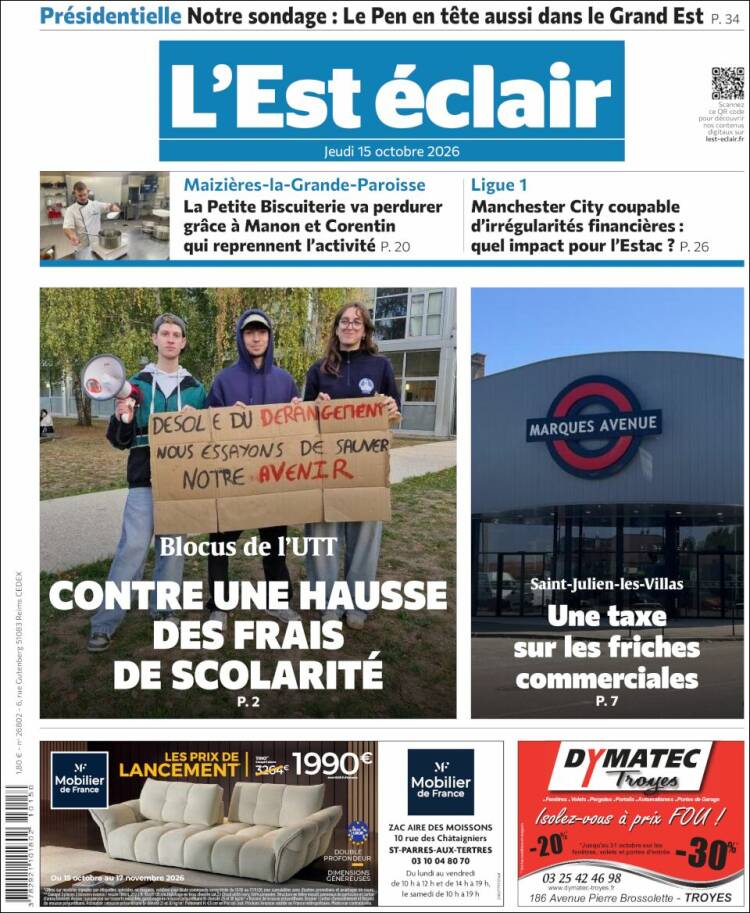 Portada de L'Est Eclair (Francia)