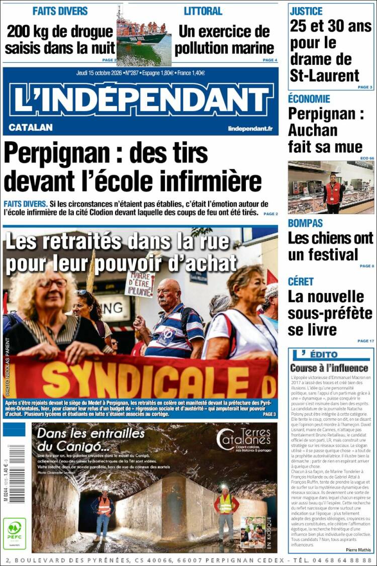 Portada de Le Indépendant (Francia)