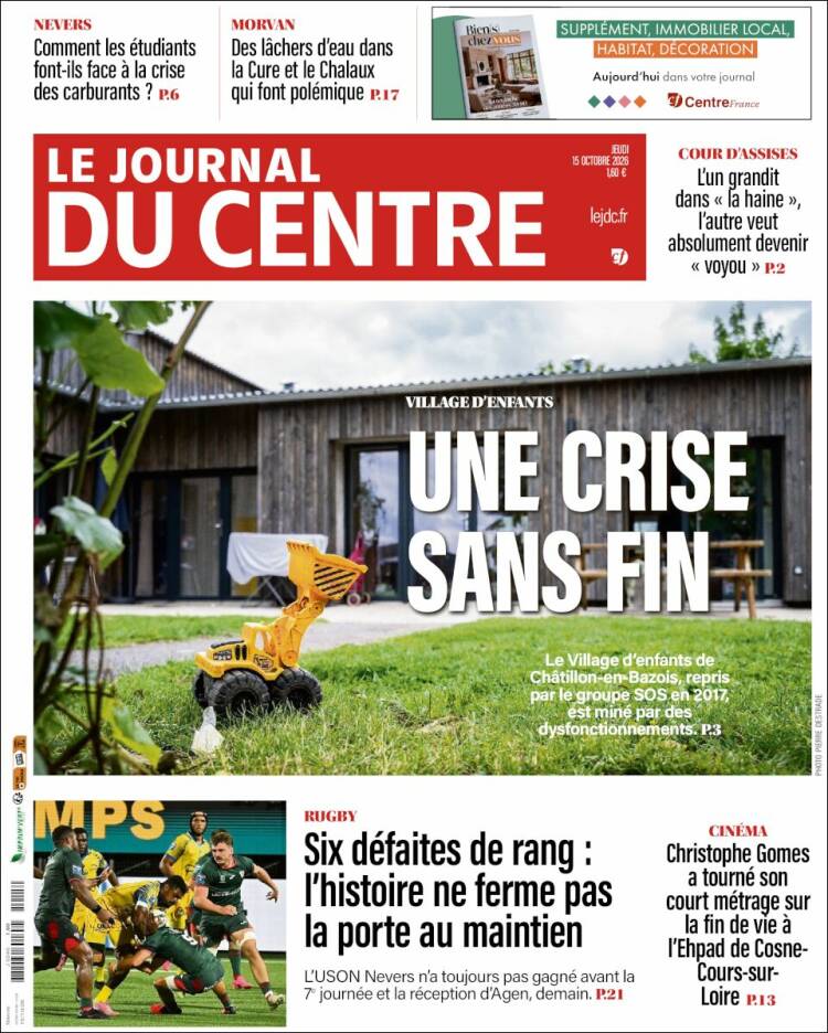 Portada de Le Journal du Centre (Francia)