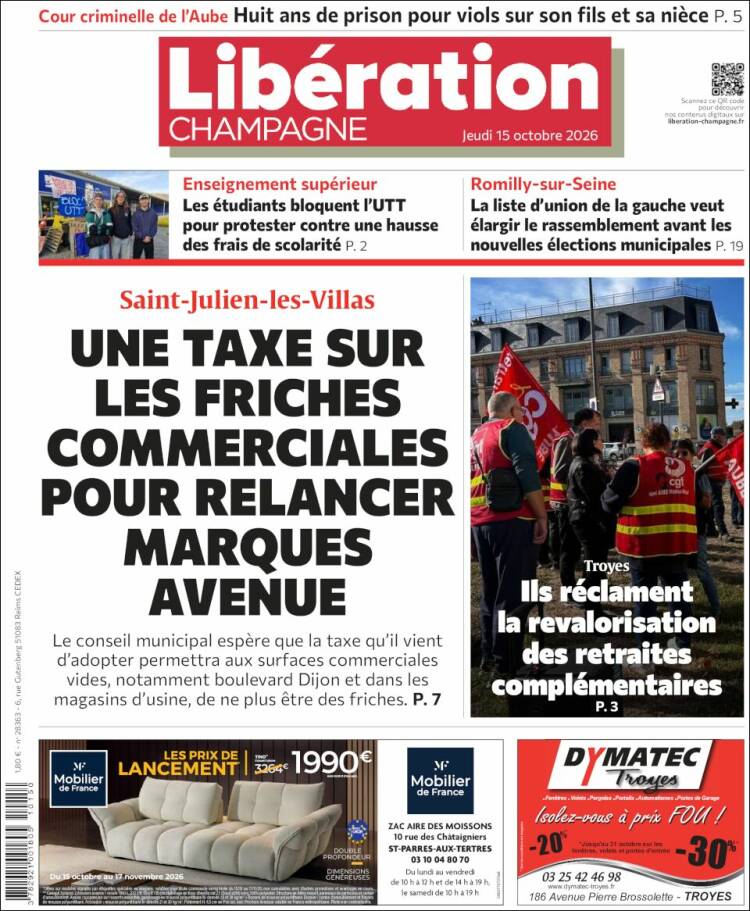 Portada de Libération Champagne (Francia)