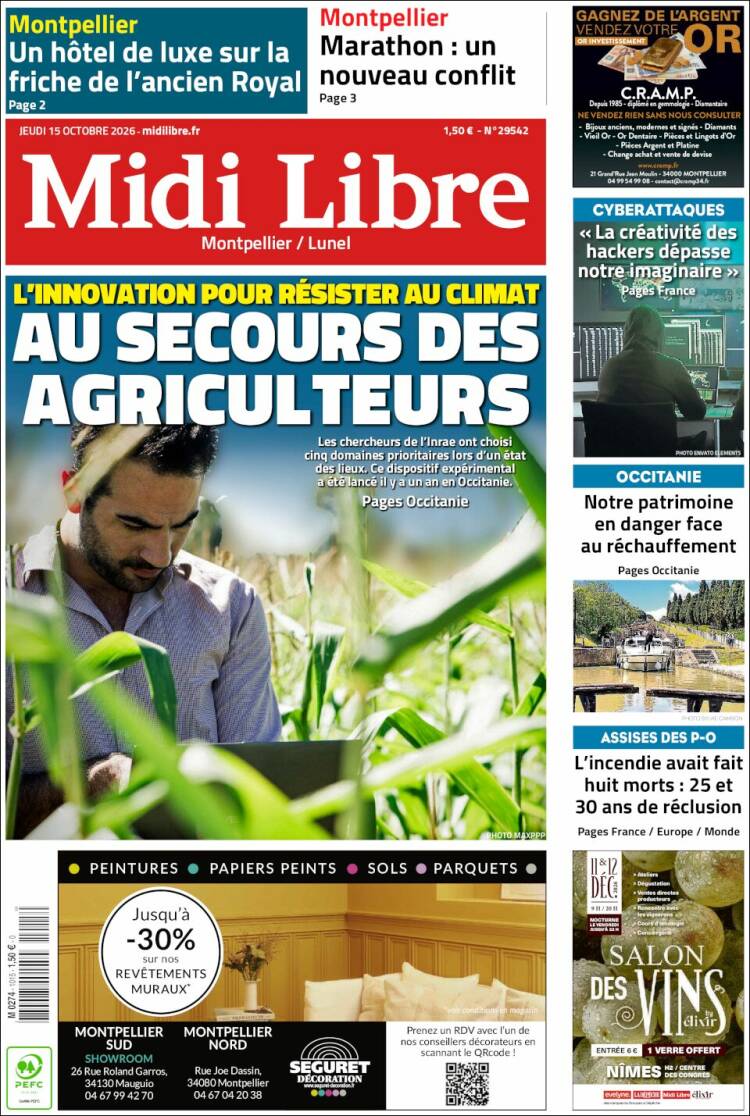 Portada de Midi Libre (Francia)