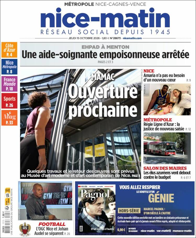 Portada de Nice-Matin (Francia)